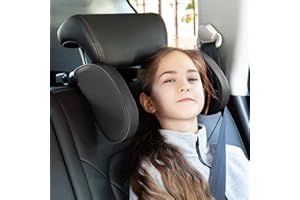 JZCreater Car Headrest Pillow, 360° Adjustable Sleeping Headrest for Car Seat, U Shape Head Neck Support Rest Pillows for Kids Adults Travel, Black