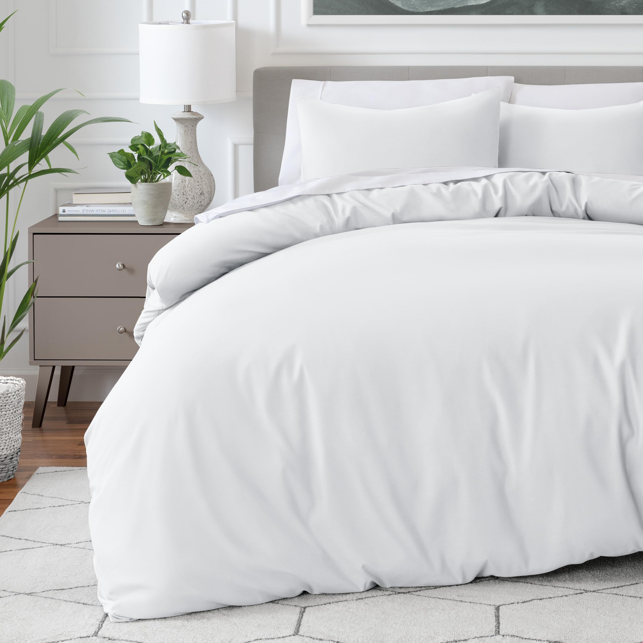Bare Home King Size Duvet Cover Set - Premium 1800 Ultra-Soft Duvet Cover - Lightweight - Cooling - Includes 2 Pillowcases (White)