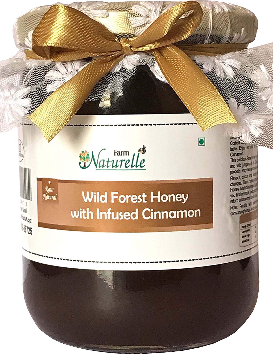 Farm Naturelle Wild Forest Honey With Cinnamon Infused - 100% Pure Raw & Natural 700 GR (24.69oz)