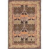 Restoration and Renovation Handmade W Morris Traditional Oriental 100% Wool Area Rug - Cecil Green Floral Motif Style, Thick 
