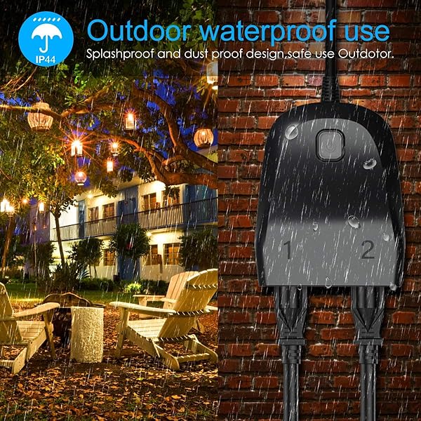 TEEKAR Alexa WLAN Steckdose Outdoor Wasserdicht Smart Home Wi Fi Auensteckdose mit 2 Ausgnge Kompatibel mit Alexa Google Home und Smart Life app mit App Fernbedienung und Timer Funktion