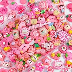 60Pcs Rose Pink Slime Charms Assorted Cute Decoden