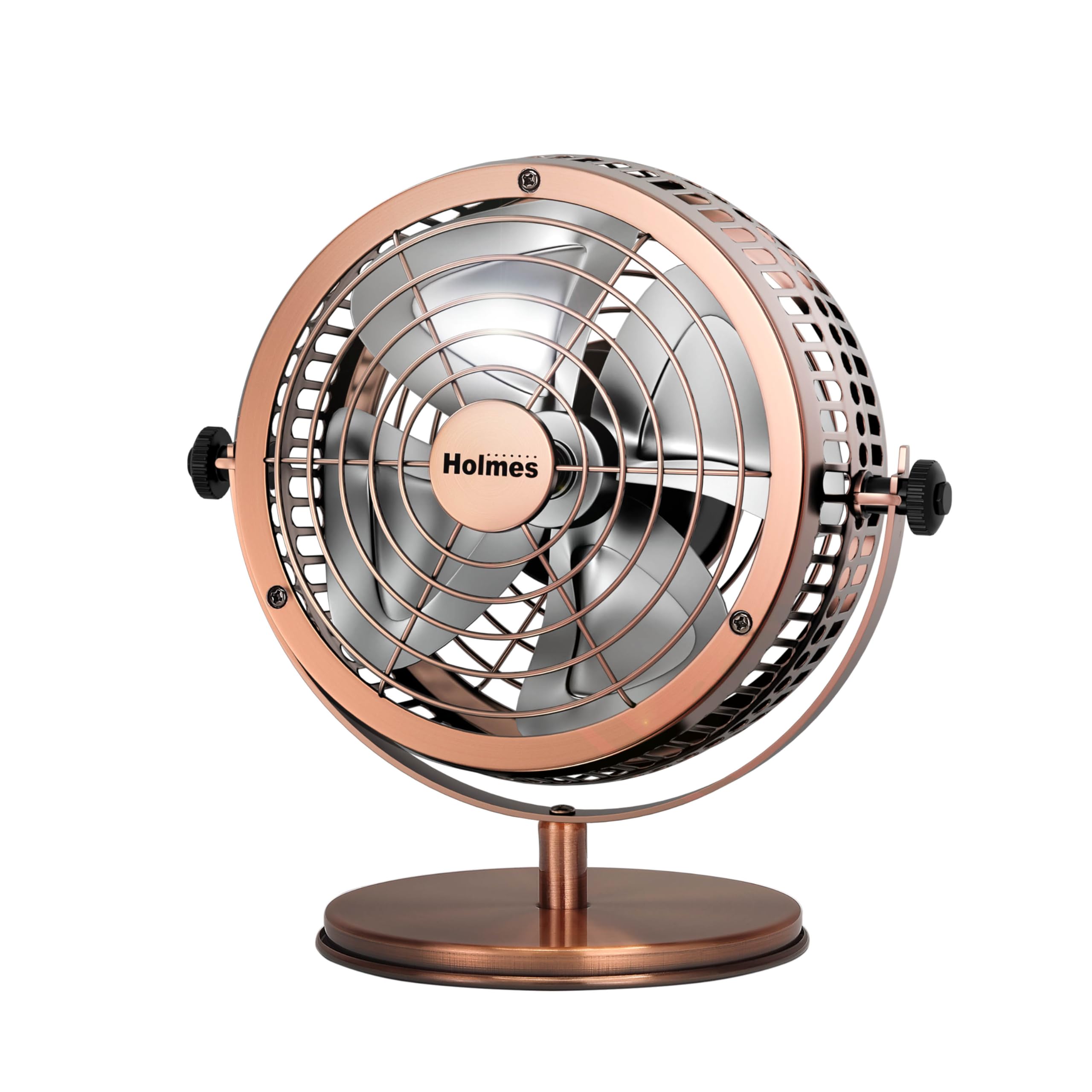 Photo 1 of HOLMES 6" Heritage Table Fan, 2 Speeds, 4 Blades, Adjustable 145° Head Tilt, Metal Construction, Ideal for Home, Bedrooms, Dorm Rooms or Office, Brushed Copper