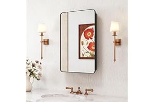 Venlus 16x24 Inch Medicine Cabinet with Mirror for Bathroom, Black Aluminum Bathroom Medicine Cabinet, Recessed or Wall Mount