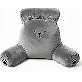 Reading Pillow Plus, Crystal Velvet Back Pillow Bed Sitting Up for Adult & Children, Back Rest Pillow Support for Reading & Rest Bed, Add Height and Removable Pillows, Perfect Valentine's gift, Grey