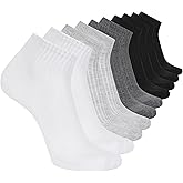 Skechers mens 10-pack Half Terry Classic Quarter Crew Socks, Comfort-fit & Cushioned Footbed