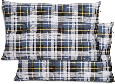 REDCAMP 2 Pack Small Flannel Camping Pillow 50x30cm Blue Black Ultralight