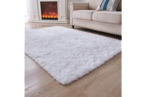 ANVARUG Modern Plush Area Rug 8x10 Ultra Soft Faux Fur Rugs, Non-Skid Bedroom Rugs for Kids Playroom Home Decor, White