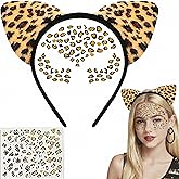 LIONSOUL Cheetah Ears Headband for Women Leopard Cheetah Print Birthday Party Decorations Supplies