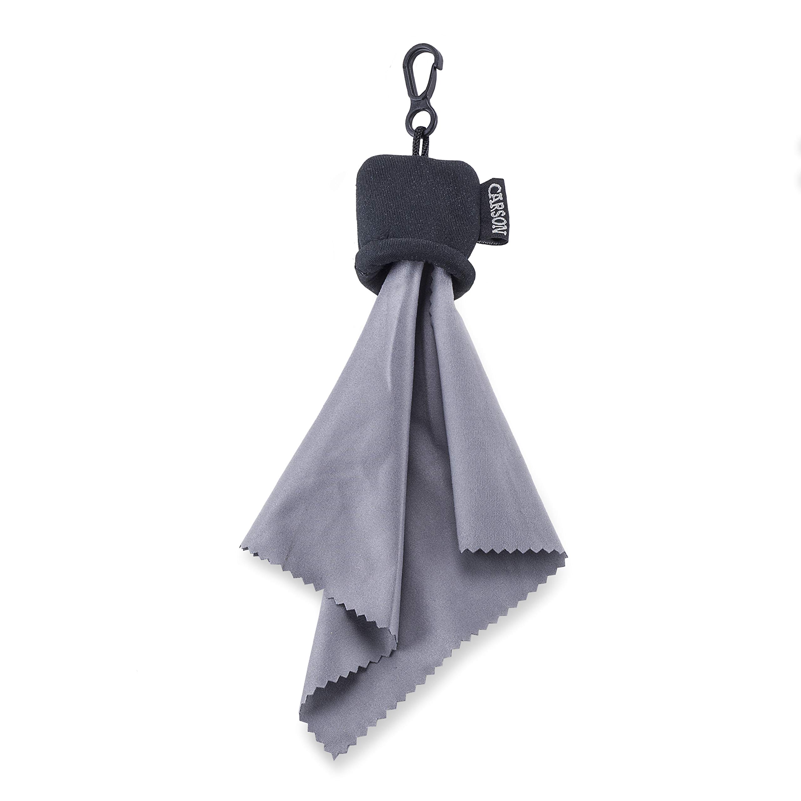 Carson Stuff-It Microfiber Lens Cloth Cleaning System For Eyeglasses, Smartphones, Tablets, Optics, Lenses, Cameras and More - Black (SN-40BKAM)