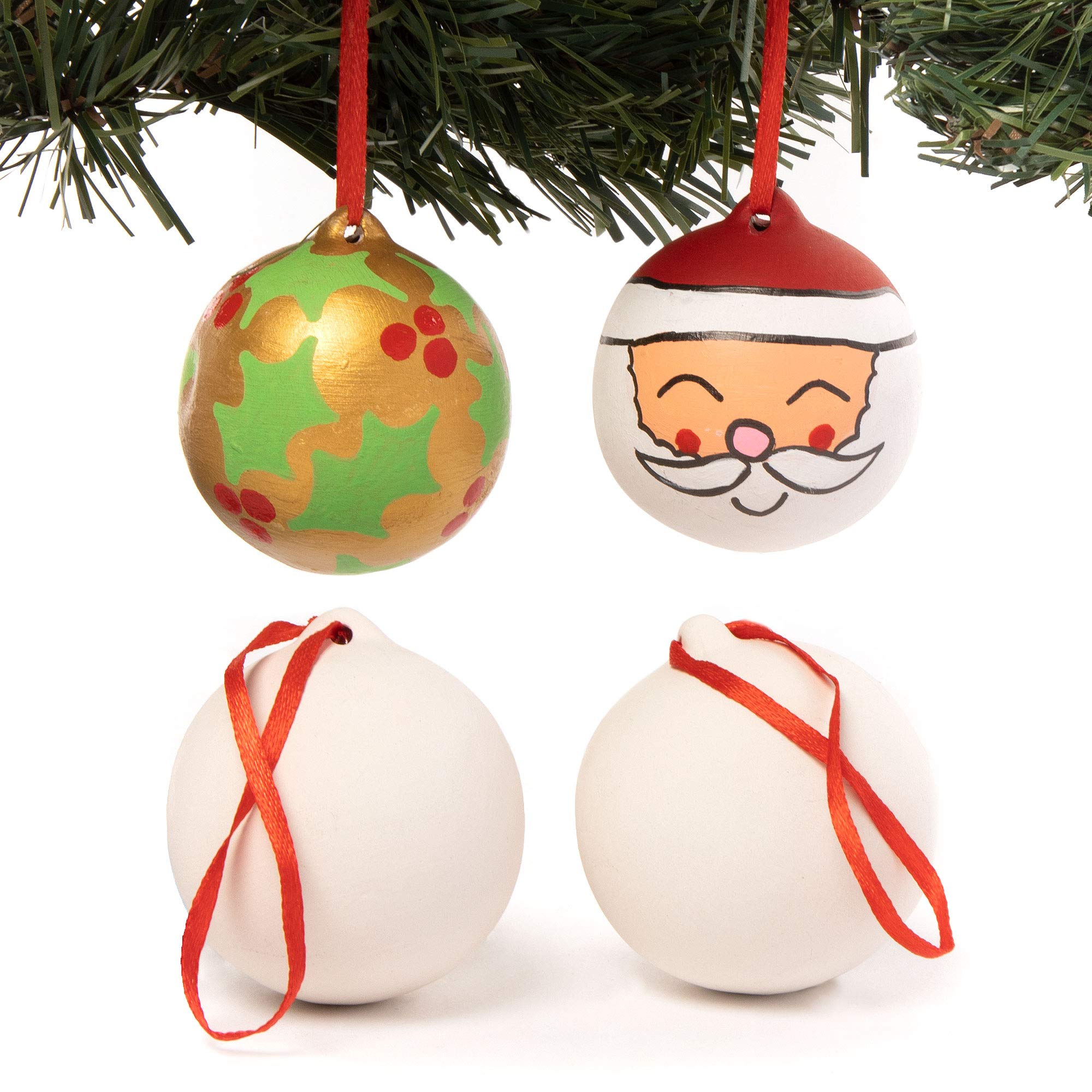 Baker Ross EX5152 Make Your Own Bauble, Ceramic Christmas Arts and Crafts for Kids to Decorate and Personalise Brown, 4 Count (Pack of 1)