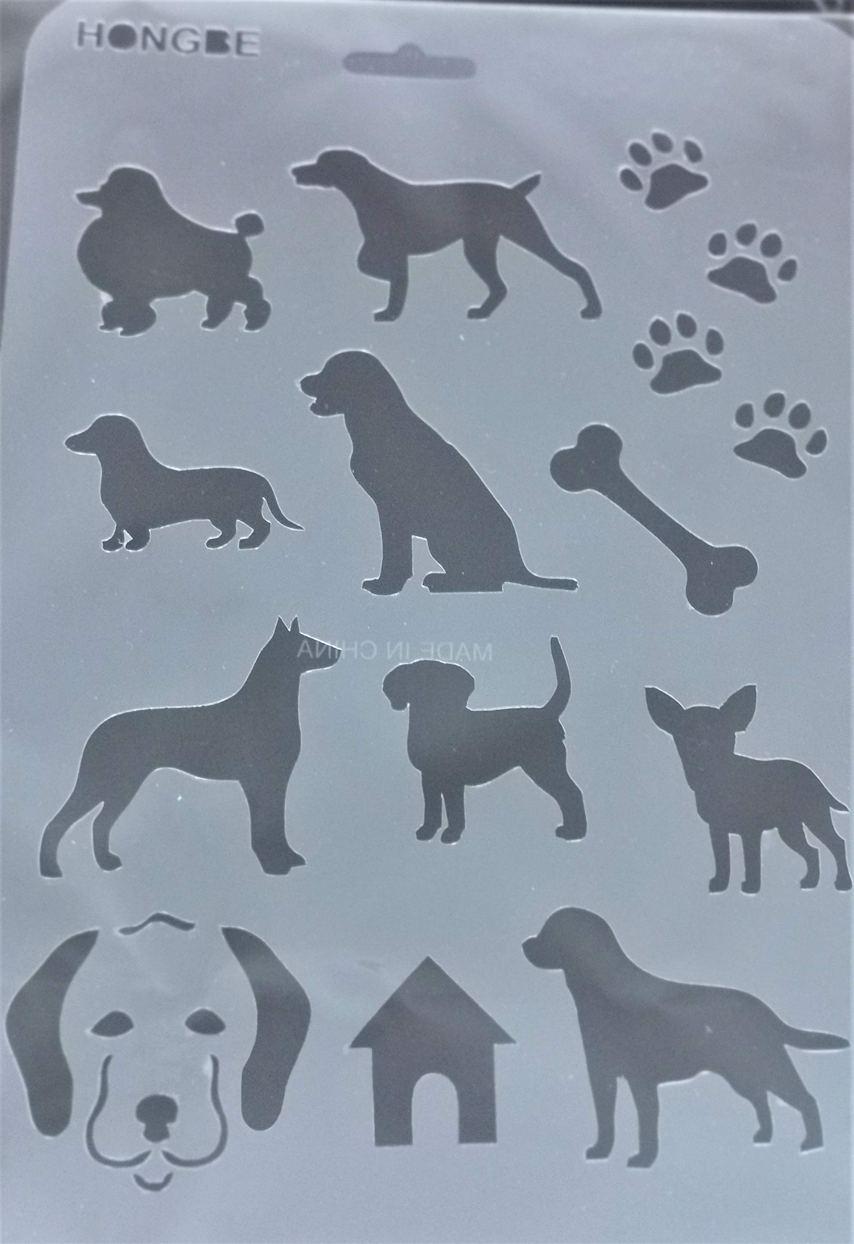 HONGBE Dog Wall Window Stencil Pattern Reusable Plastic Template