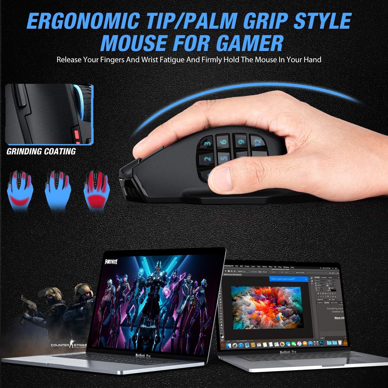 UtechSmart Venus Pro RGB Wireless MMO Gaming Mouse, 16,000 DPI Optical Sensor, 2.4 GHz Transmission Technology, Ergonomic Design, 16M Chroma RGB Lighting, 16 programmable Buttons, Up to 70 Hours: Computers & Accessories