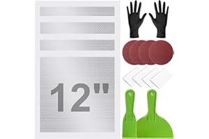 Drywall Repair Kit 4pcs 12"x12" – Heavy Duty Self-Adhesive Aluminum and Fiber Mesh Patch Set with Scraper, Sandpaper, Gloves 