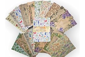 CORACREACRAFTS Secret Garden Paper & Sticker, Vintage Natural Flower Stickers, Aesthetic Garden Plants Stickers for Adults, Stickers for School Supplies and Decoration, Scrapbooking Supplies for DIY Crafts