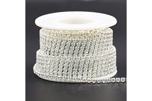 JEGOYER 10 Yards 3MM Crystal Rhinestone Trim Close Chain, Diamond Claw Cup Chain Roll for Sewing Crafts Ideal Wedding Party DIY Decoration (3.0mm, Silver)