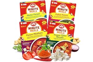 MTR Ready-To-Eat: Exotic Paneer Mix - Assorted Pack of 4 (Mutter Paneer, Palak Paneer, Paneer Makhani, Paneer Tikka Masala) - Authentic Indian Food with No Added Preservatives - Suitable for Vegetarians