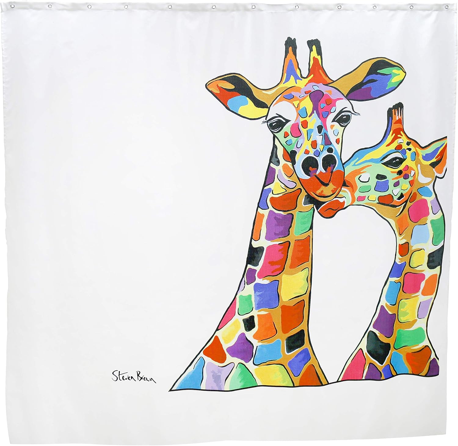 RAVALI Croydex Art by Steven Brown Shower Curtain With Anti-Microbial Treated 180x180cm (Francie & Josie)
