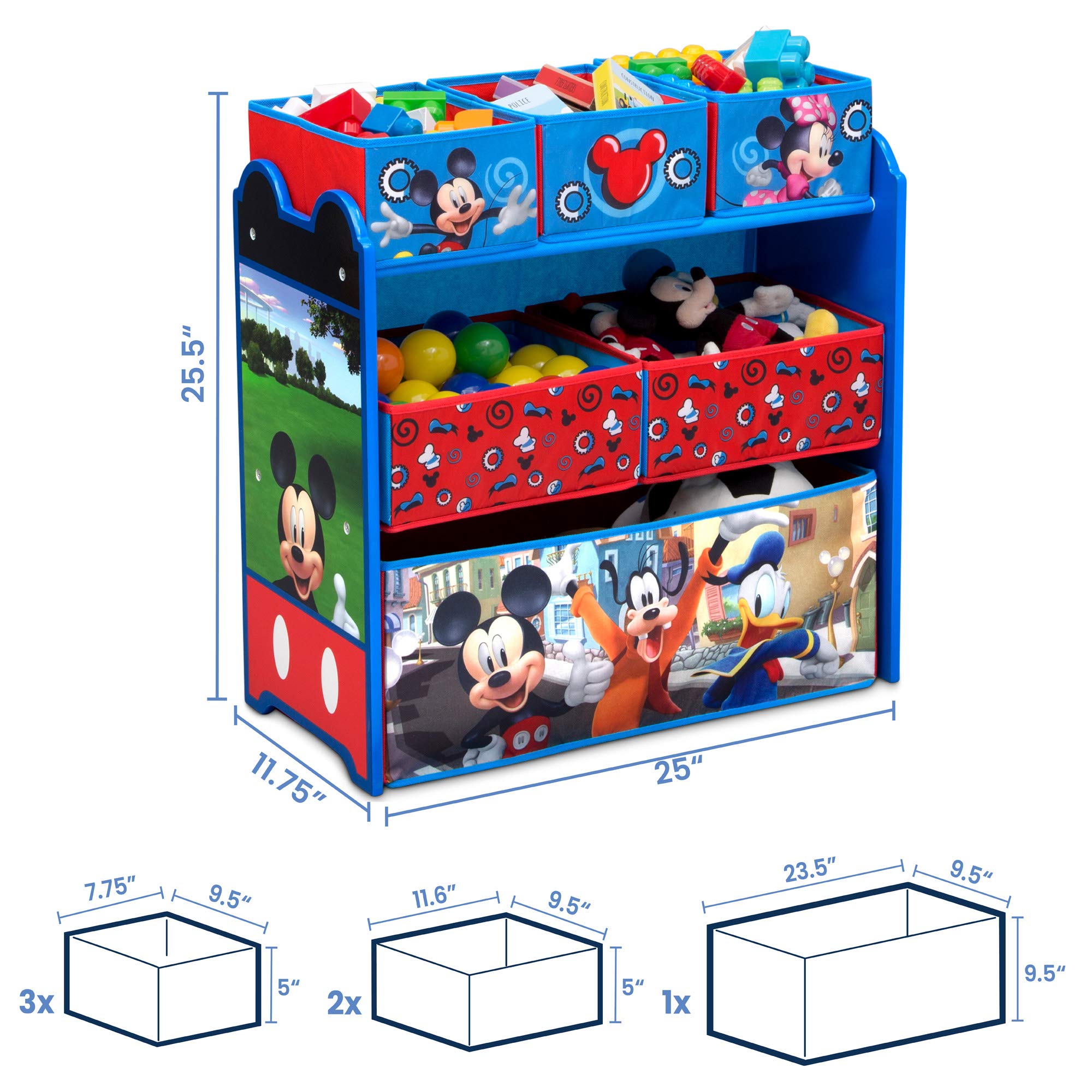 Delta Children Disney Mickey Mouse 6 Bin Design and Store Toy Organizer