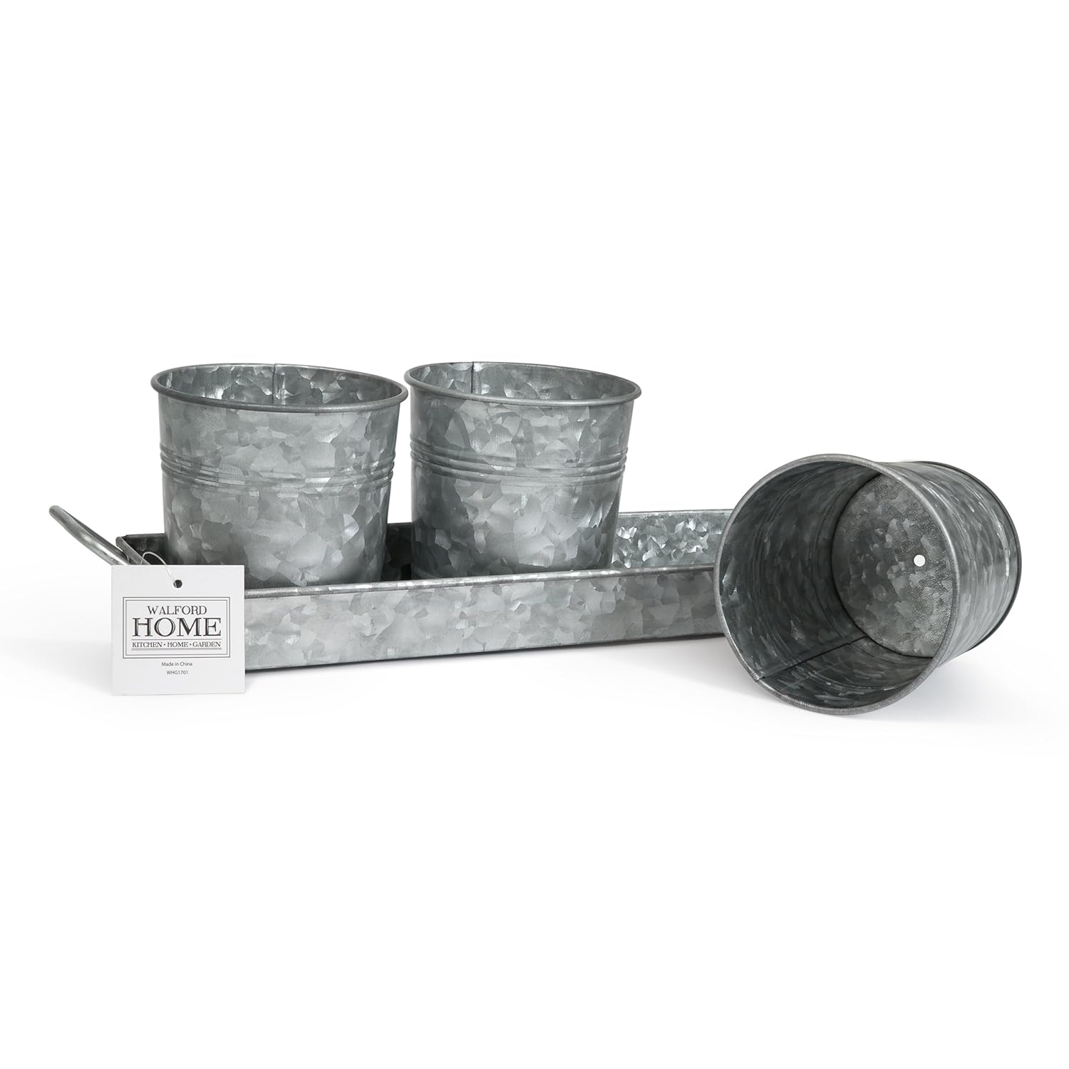 Vintage Galvanized Farmhouse Flower Pot Tray 4 PC Set Succulent Herb