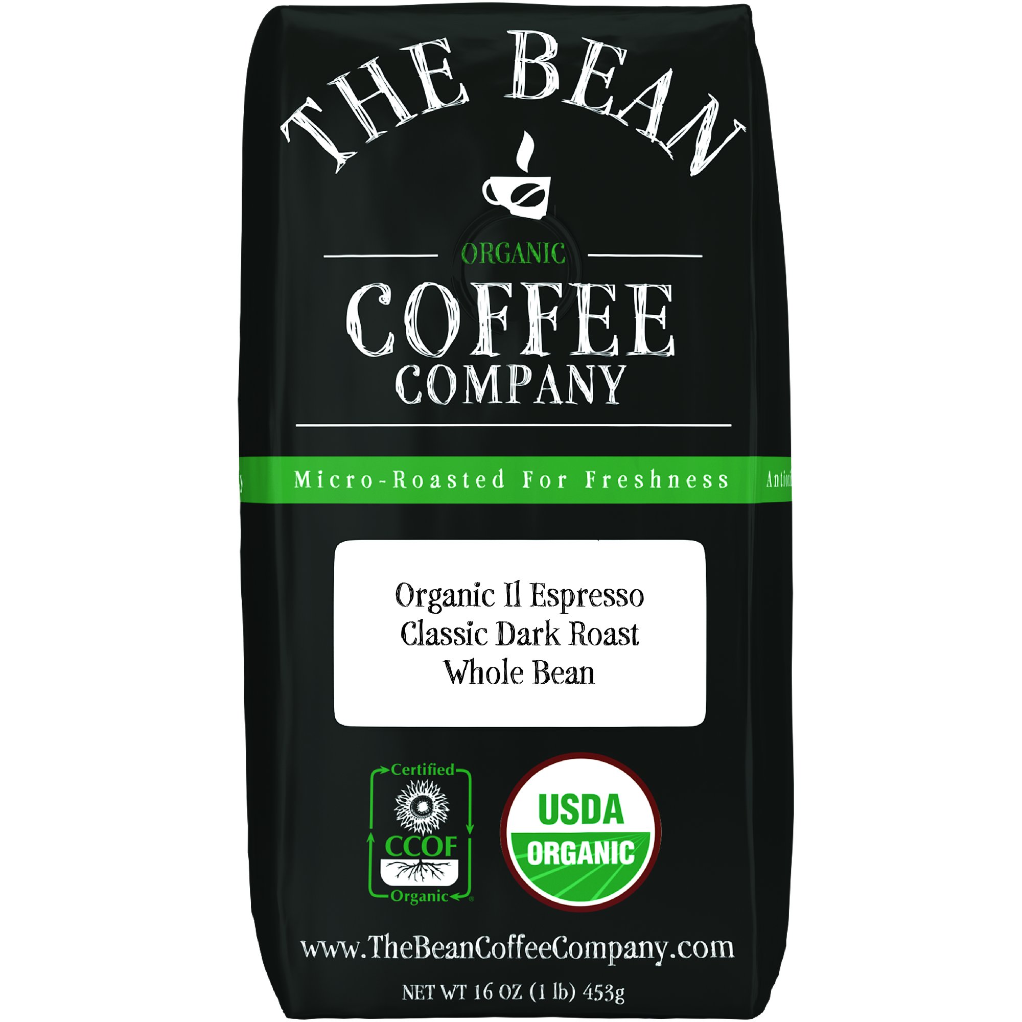 The Bean Coffee Company Organic Il Espresso, Classic Dark Roast, Whole
