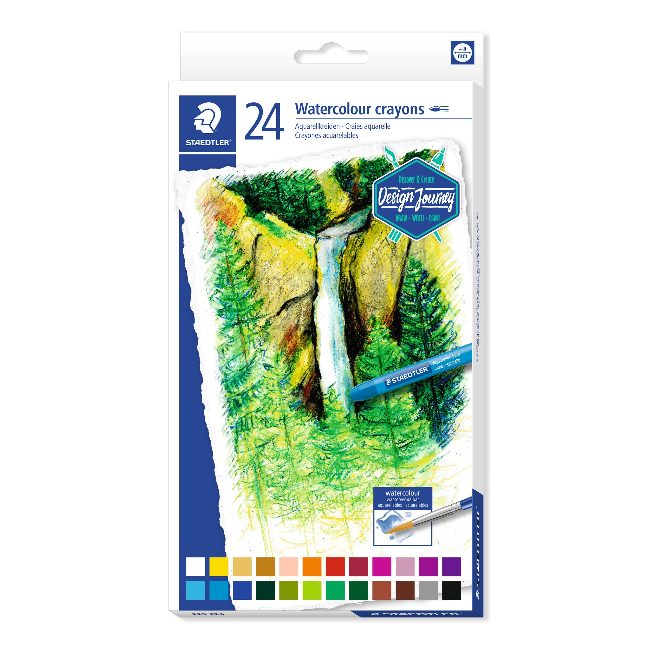 STAEDTLER 223 C24 Design Journey Watercolour Crayons - Assorted Colours (Pack of 24)