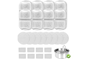 Tettie Dog Water Fountain Filters Compatible with oneisall Dog Fountain, Filters Replacement for 7L/230oz/1.8G Stainless Steel Dog Fountain, Triple Action Cat Water Fountain Filters (8 pack)