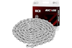 BUCKLOS 6/7/8/9/10/11/12 Speed Bike Chain,Bicycle Chain for Road Bike/E-Bike/Mountain Bike/MTB/Shimano SRAM,Half/Full Hollow Bike Chain Silver/Gold 1/2 x 11/128 Inch 116 Links with Quick Link
