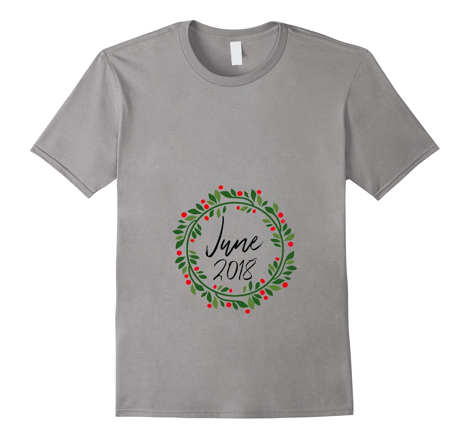 June 2018 Wreath Christmas Pregnancy Announcement Shirt-ANZ