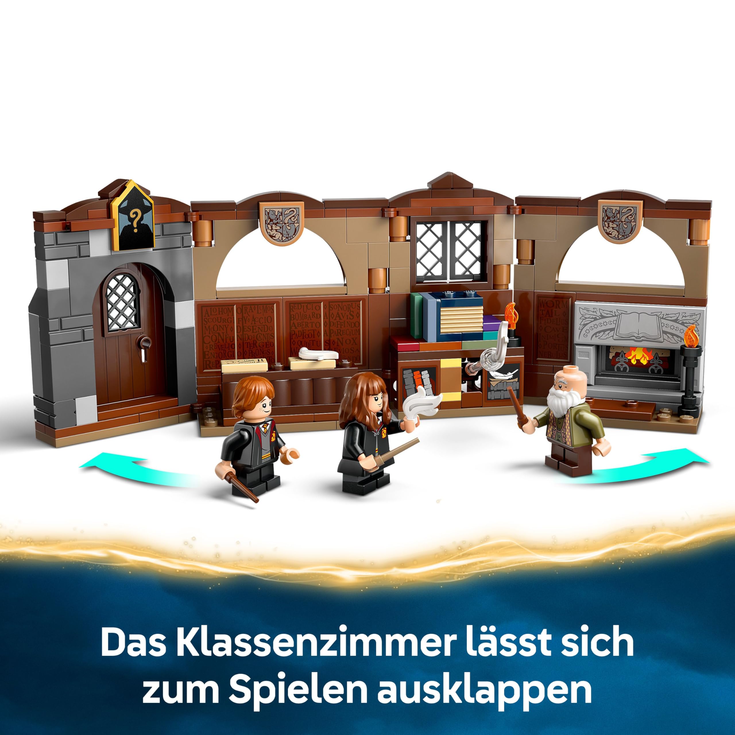 LEGO Harry Potter Schloss Hogwarts: Zauberkunstunterricht, Set mit 3 Minifiguren, inkl. Hermine Granger & Ron Weasley, Wingardium Leviosa Funktion, Spielzeug für Mädchen & Jungen ab 8 Jahren 76442 4