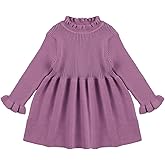 MniJiza Baby Girls Sweater Dress Toddler Long Sleeve Knit Dresses Little Girl Ribbed Knit Ruffle Clothes Fall Winter