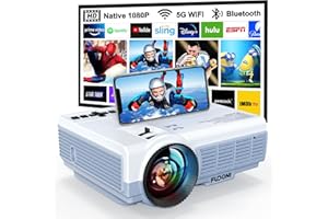 Projector with WiFi and Bluetooth, FUDONI Upgrade Projector Native 1080P 14000L 4K Supported, Portable Movie Outdoor Projector for Home Theater, Compatible w HDMI/USB/TV Stick/Laptop/iOS Android Phone