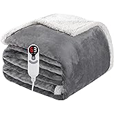 Electric Heated Blanket Full Size 72"x84", Soft Flannel with Overheat Protection, 9 Adjustable Heat Settings & 10-Hour Auto-Off Timer, Fast Heating for Winter Comfort, Light Gray