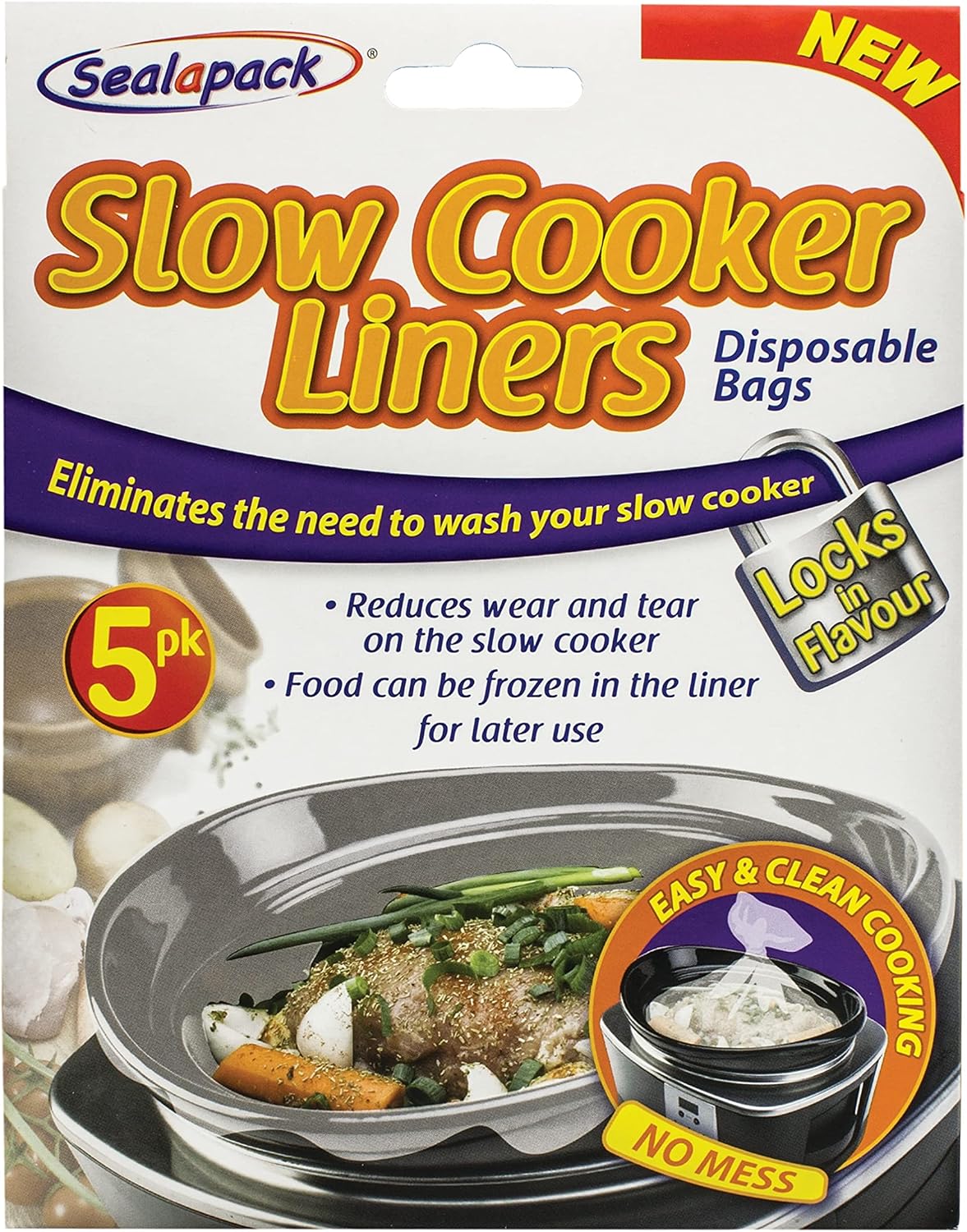 Sealapack Slow Cooker - Flavour Lock Liners, Pack Of 5, Clear, 2.7 Litres