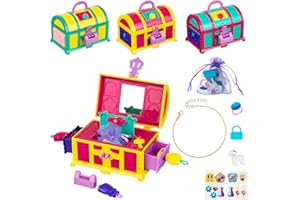 EXPRESSIONS Surprise Treasure Chest -1 Key & Lock Plastic Treasure Chest w/Assorted Fun Prizes for Kids, Mini Treasure Box Toys for Classroom