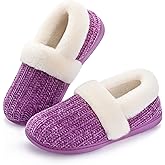 RockDove Women's Cozyweave Chenille Slipper with Faux Fur Collar Sherpa Fleece Lining Soft Cushioned Footbed and Non Slip Rubber Sole