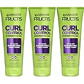 Garnier Fructis Curl Control Scrunching Hair Gel, Curl Jelly for Curly, Wavy, and Coily Hair with Frizz &amp; Edge Control, Up to 24 HR Shape &amp; Shine, 6.8 Fl Oz, 3 Count (Packaging May Vary)