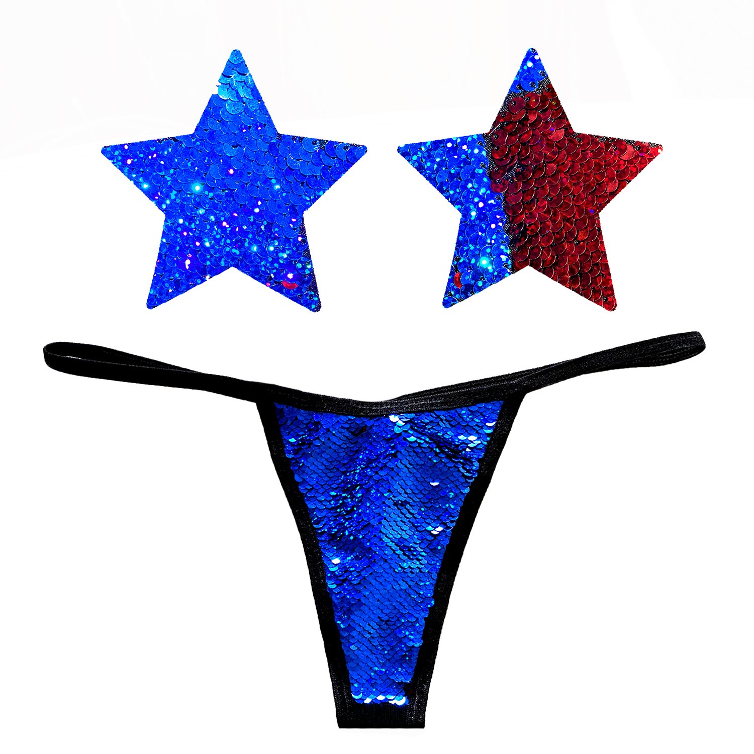Neva Nude Naughty American Spirit Flip Sequin G-String Knix with Matching Nipztix Pasties — image 1