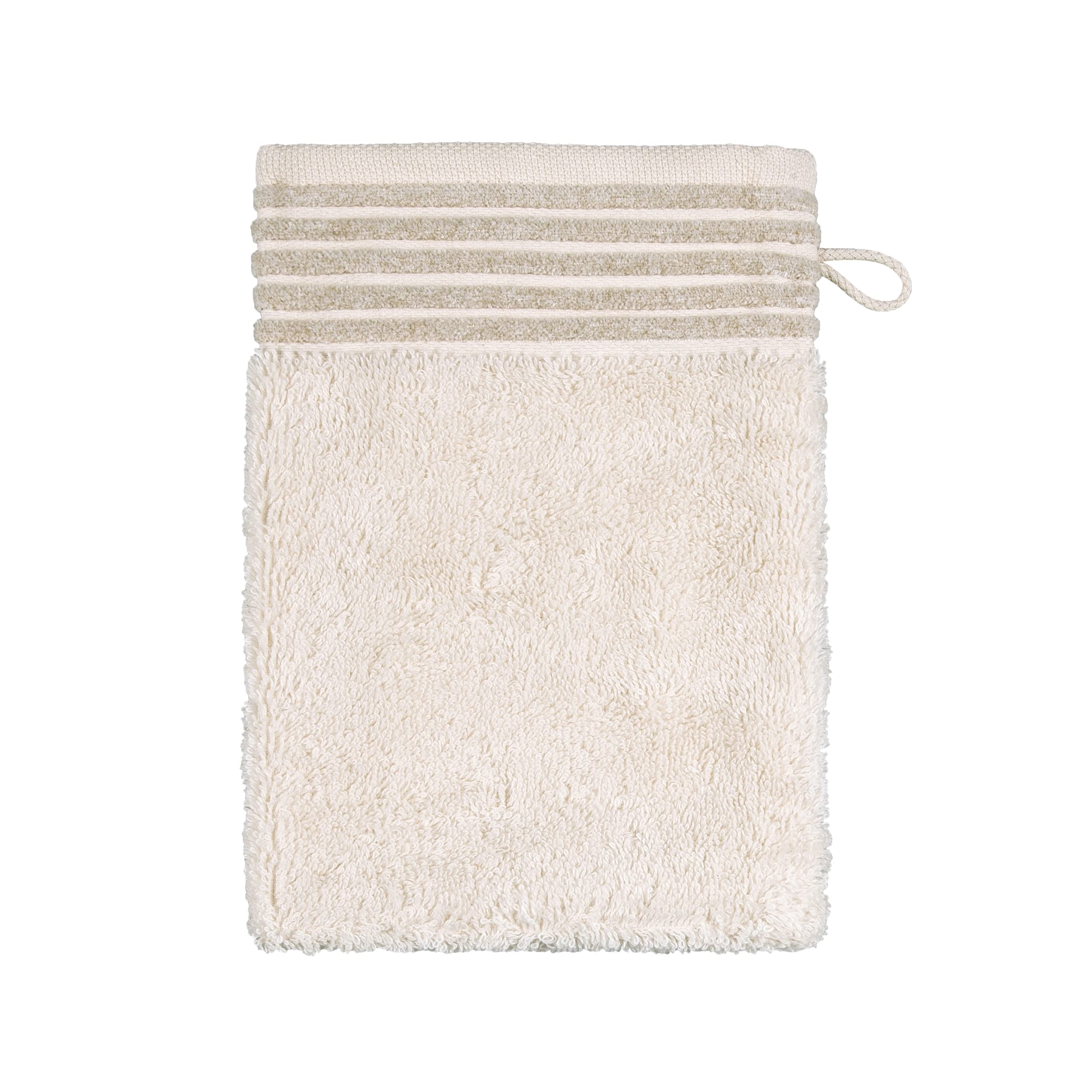 möve Wellness wash glove plain dye with chenille piping 15 x 20 cm made of 100 % cotton (Spinair), nature
