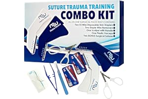 Matrix Wizard Sutures Thread with Needle, Disposable Stapler, Training Tools Plus Remover Instrument - Complete Suture Training Kit - Emergency Survival First Aid Practice Demo, Vet Use
