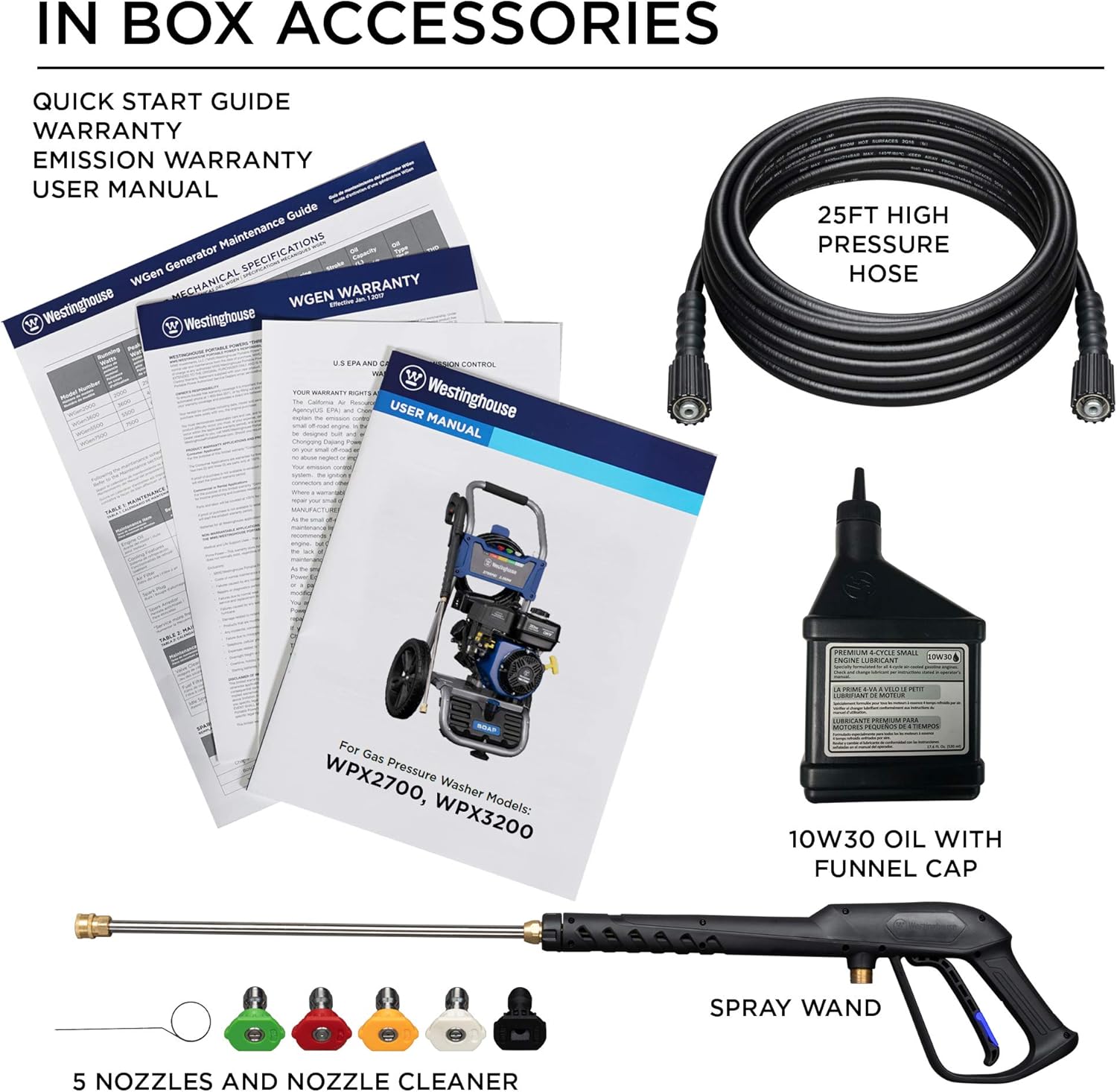 Westinghouse WPX3200 Gas Powered Pressure Washer 3200 PSI and 2.5 GPM, Soap Tank and Five Nozzle Set, CARB Compliant : Garden & Outdoor