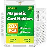 SkyHill 102ct Magnetic Card Holder, 35pt Slim One Touch Hard Card Case | U-V Protection &amp; Waterproof Mag Cases for Trading Cards. Display Case for Sports, Baseball, Football, Game Cards, 102 Sleeves