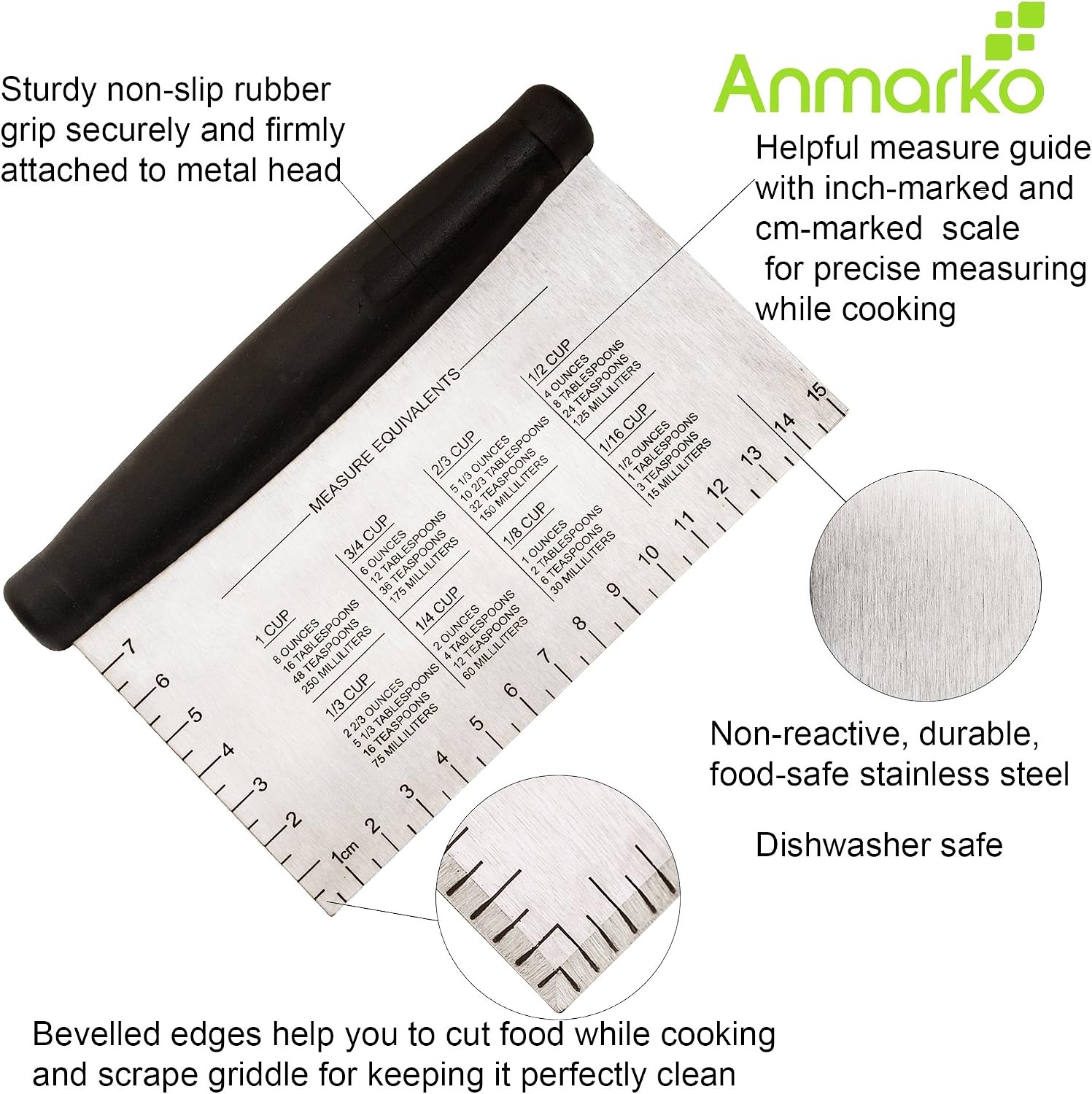 Stainless Steel Metal Griddle Scraper Chopper, Great as Dough Cutter for Bread and Pizza Dough - Image 3