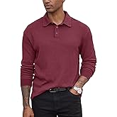 VOGSTART Men's Waffle Polo Stretch Textured Casual Loose fit Soft Collared Pullover (S-2XL)
