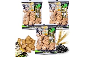 COELO Korean Army Biscuits Hardtack 75g x 3 Packs (Total 7.9oz) Black Bean Saseme Barley Mixed Cracker Snack Meal K-Snack Ideal Camping Trips Work Dessert with Milk Tea Coffee K-Food Gun-bbang 건빵