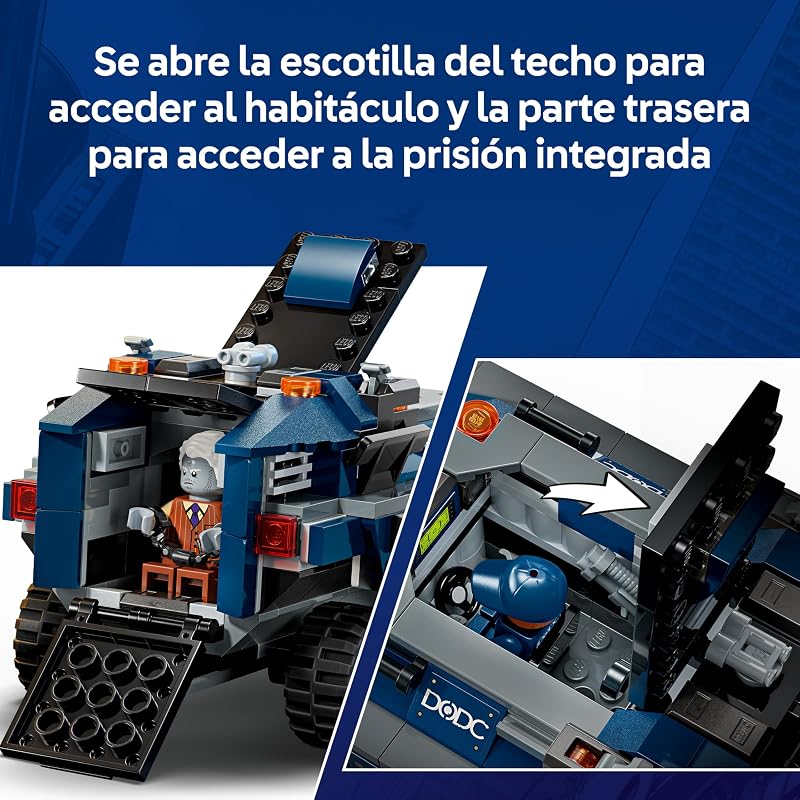 | Marvel Spider-Man: Persecución del Furgón Penitenciario - Coche Blindado de Juguete de Superhéroes y 4 Minifiguras Inc. Tombstone y Tarántula - Regalo para Niños de 8+ Años y Fans - 76349