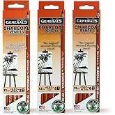 General's Charcoal Pencil Bundle: 2B Medium, 4B Soft, 6B Extra Soft - 557 Series, 12 Pencils Each Box, Total of 36 Pencils for Drawing Class, Painting, Sketching, Portraits