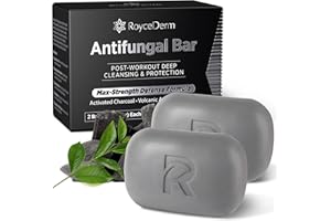 Roycederm Antifungal Bar Soap with Tea Tree, Charcoal & Volcanic Ash – 2-Pack for Active Skin, Daily Shower, and Post-Workout