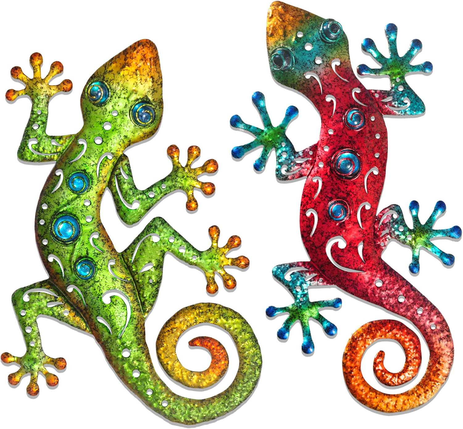 Plaques & Wall Art - wotieuns Metal Gecko Wall Art Metal Lizard Outdoor Wall Decor Suitable for Yard Fence Patio Garden Decor Country Farmhouse Decor Set of 2