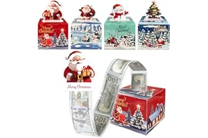 BANNOVELLA 4 Pack Christmas Money Box for Cash Gift Pull,Christmas Tree & Snowman & Santa & Elk Money Gift Boxes for Cash with Pull Out Card DIY Set Surprise Merry Box